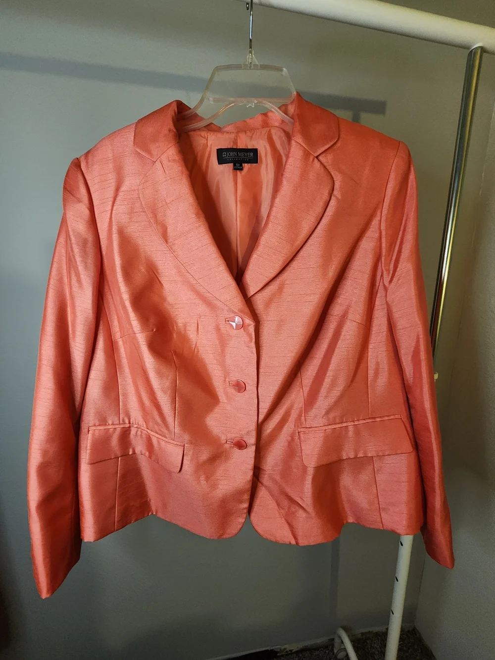 John Meyer Collection Coral-Peach Women's 2pcs Set Blazer With Matching Dress.